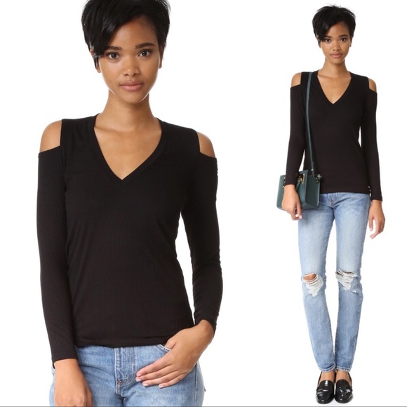 Monrow | Ribbed Cold Shoulder Top - Picture 2 of 8